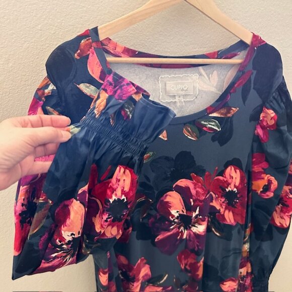 Cupio Blush Balloon Sleeve Floral Blouse Top Size 2X - Picture 3 of 7